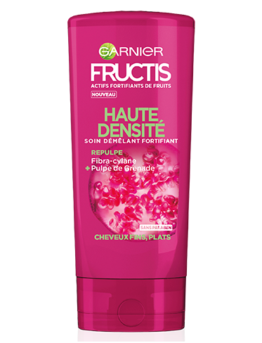 Garnier - Fructis - Après-shampoing Haute Densité- Cheveux plats- soin du cheveu - Densité - Grenade - Fruits- Concentré d'actifs de fruits - sans paraben